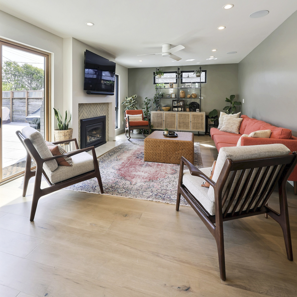 Living room in custom full home remodel